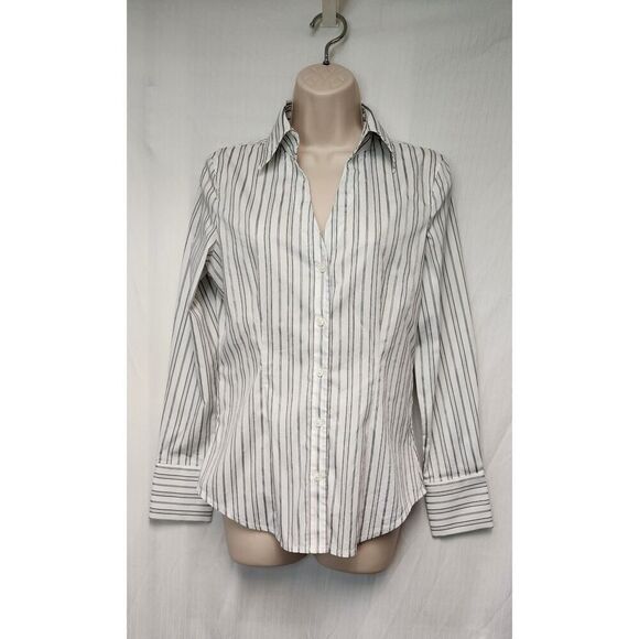 Express Design Long Sleeve Striped Black/White Shirt Size Small - Picture 2 of 7